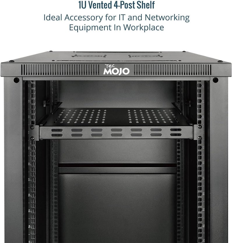 Tecmojo 1U 4-Post Vented Server Rack Mount Shelf,21.7in Deep with Adjustable Depth 13.5-31.8 Inch,Supports to 242 lbs,Universal Tray for 19 Inch AV/Network Equipment Rack,Black - Image 5